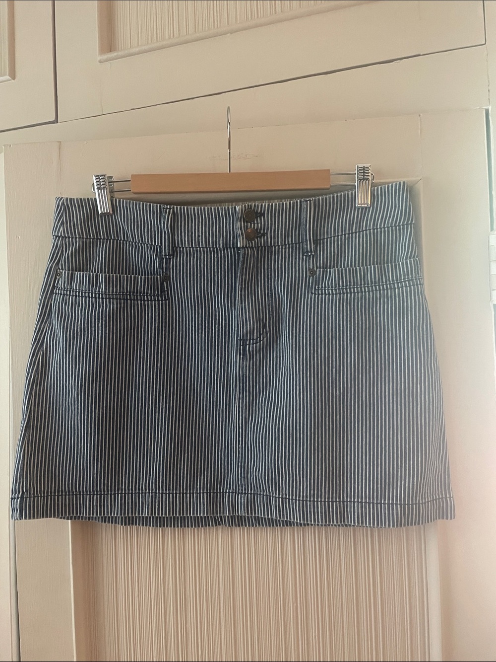 dELiA*s Blue and White Pinstripe Mini Skirt